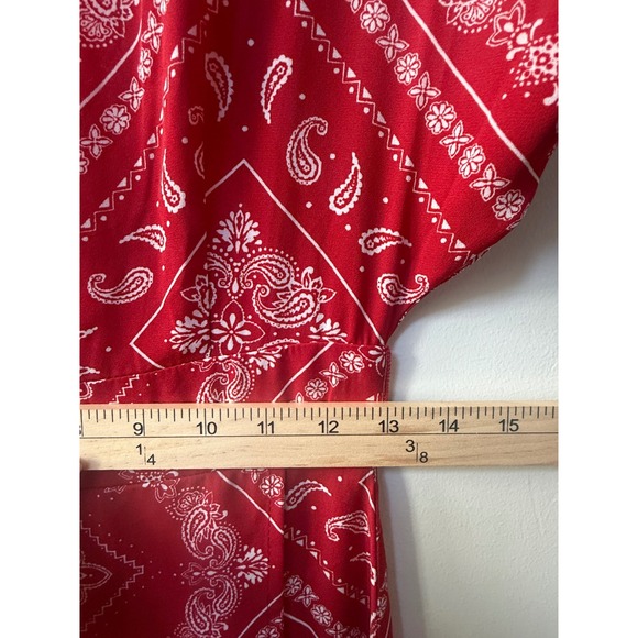 Forever 21 Womens Western Bandana Print Midi Dress Red Size S Boho Festival - Picture 9 of 10